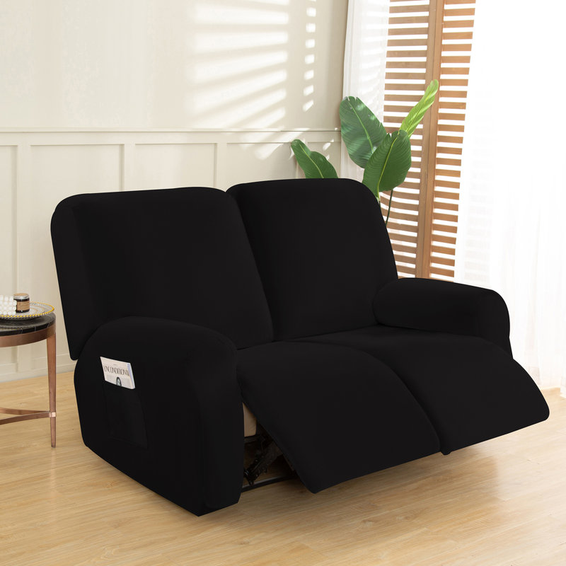 Housse pour fauteuil inclinable en velours extensible, Velours noir
