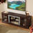 70" TV Stand With 2-Door Storage, Faux Stone Media Console Cabinet-409675435