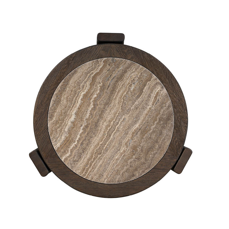 Modern Stone End Table, Brown
