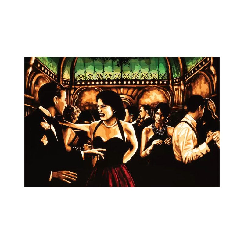 «Glances» - Impression sur papier avec cadre flottant, Toile tendue, H 32 po x l 48 po x 1,5 po