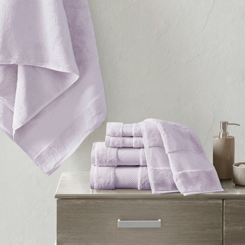 Cotton 6 Piece Bath Towel Set, Lavender