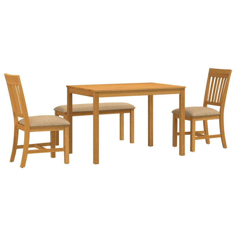 Oak Solid Wood Dining Set, Beige, Beige, Beige, Beige, 4