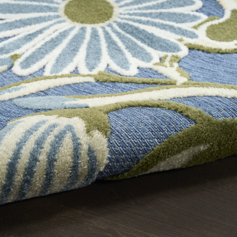 Shila  Blue Sage Outdoor Rug, Rectangle 2'8" x 4'