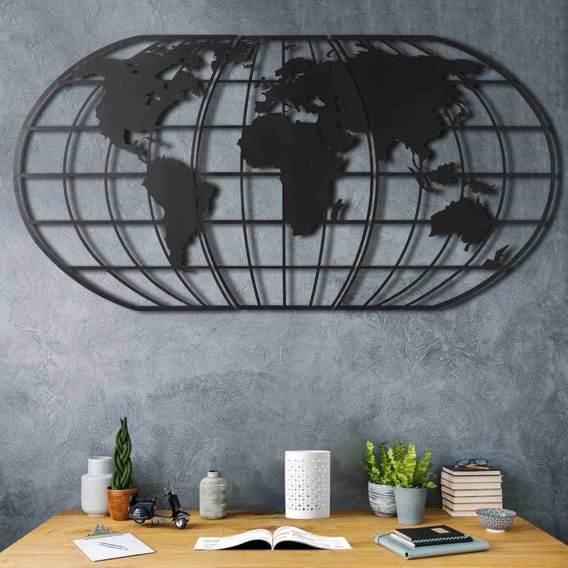 Élégant accessoire mural décoratif en métal noir, 23,6 po x 47,2 po | Fabrication 100% métal, épaisseur: 0,08 pouce | Conception facile à suspendre, parfaite pour la décoration intérieure, le salon ou les espaces de bureau