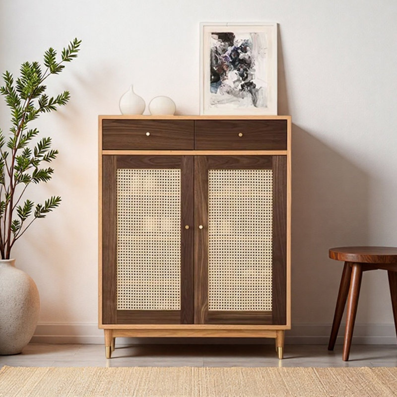 Retro High Quality Storage Shoe Cabinet, Light Brown
