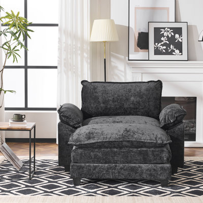 Fauteuil d'appoint à coussins doubles l 51,9 po avec repose-pieds