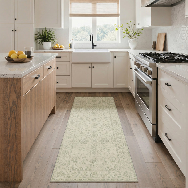Botanical Modern Machine Washable Floral Indoor Area Rug With Non-Slip Backing, Runner 2' x 7'