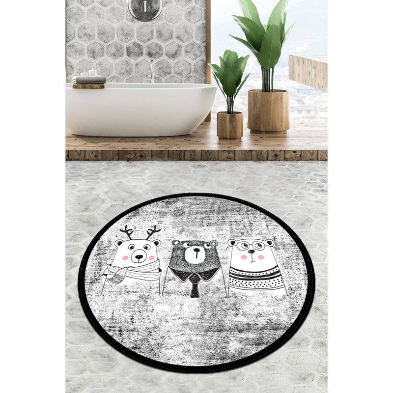 Tapis de bain antibactérien antidérapant, 31,5 po de diamètre, 100% polyester, 0,4 po de hauteur de poils | Lavable à la machine, 700 g / m² | Idéal pour la sécurité et le confort de la salle de bain, design élégant et fonctionnel