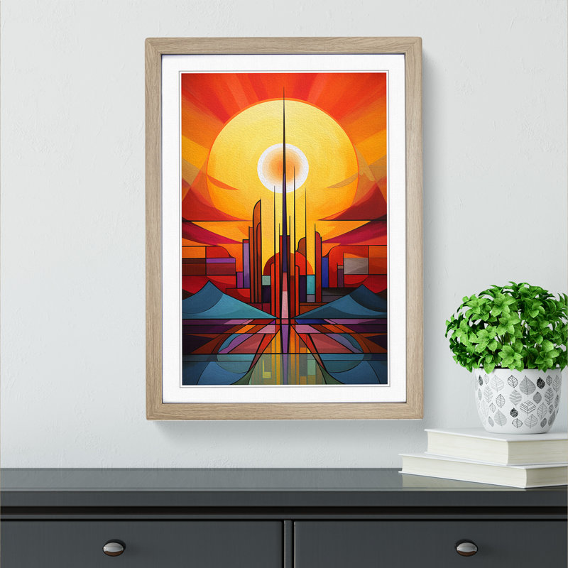 Single Picture Frame Print on Wood, Oak Framed, 46cm H x 34cm W