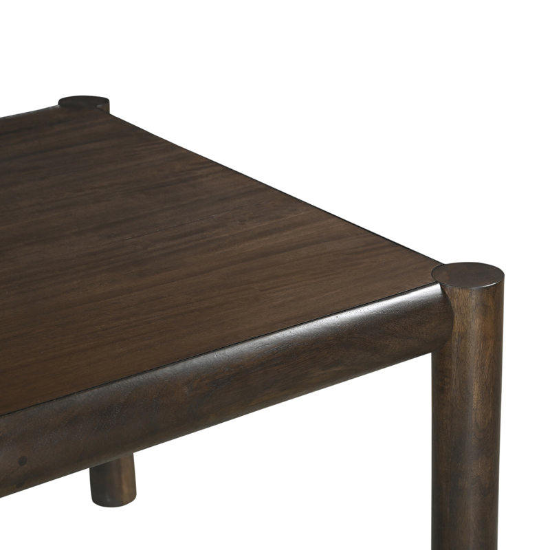 Console Mid-Century moderne en bois massif et placage de manguier, 63 po - Moka, Bois brun foncé / brun, Bois brun foncé
