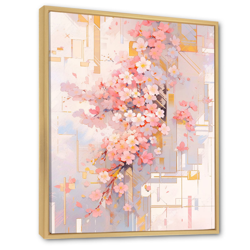 Contemporary Cherry Blossom Bold Stripes - Art mural sur toile Cherry Blossom, H 20 po x l 12 po x P 1 po