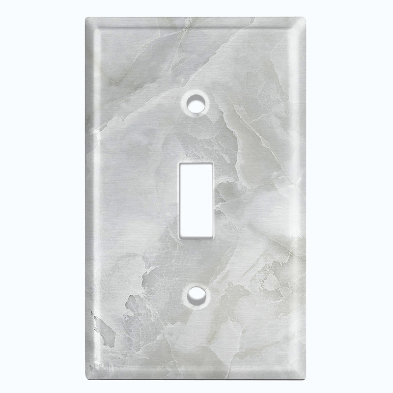 Patterned 1 - Gang Toggle Light Switch Standard Wall Plate, Gray/White
