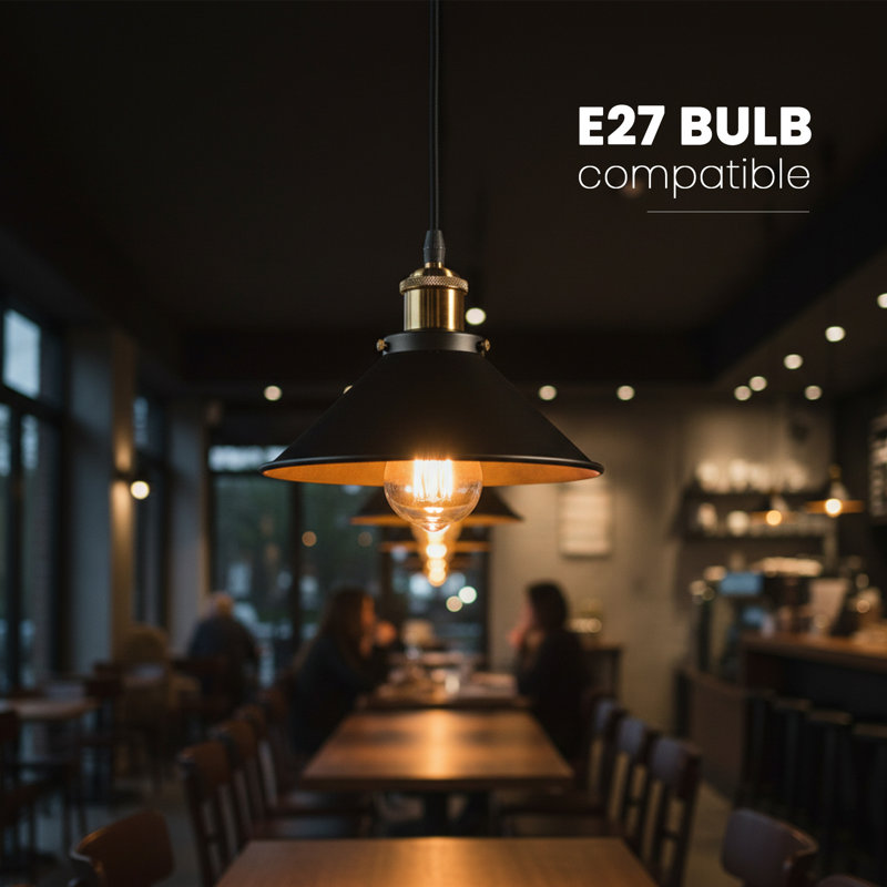 Modern Industrial Cone Pendant Light | Adjustable 1-Light Ceiling Fixture for Kitchen Islands, Dining Areas & Hallways, Yes