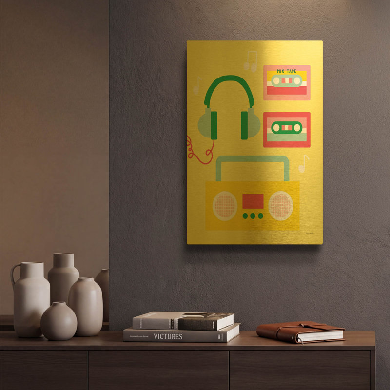 «Lets Hearts Music II» par Ann Kelle, art mural en métal doré, 12 po x 16 po, 12 po x 16 po