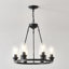Lustre en roue de chariot 6 lumières noires (sans ampoules) pour salle de bain - E26