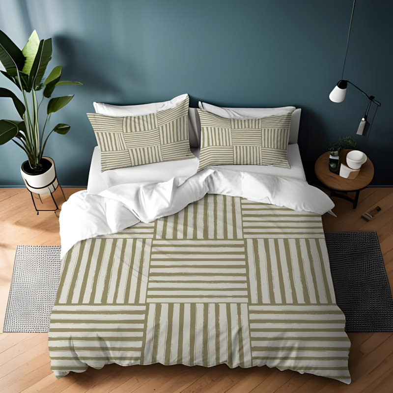 Striped Duvet Cover, King Duvet Cover + 2 King Shams