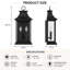 Lanterne murale d'extérieur noire 22 po à 2 lumières, grande applique moderne de style campagne moderne avec panneaux en verre transparent