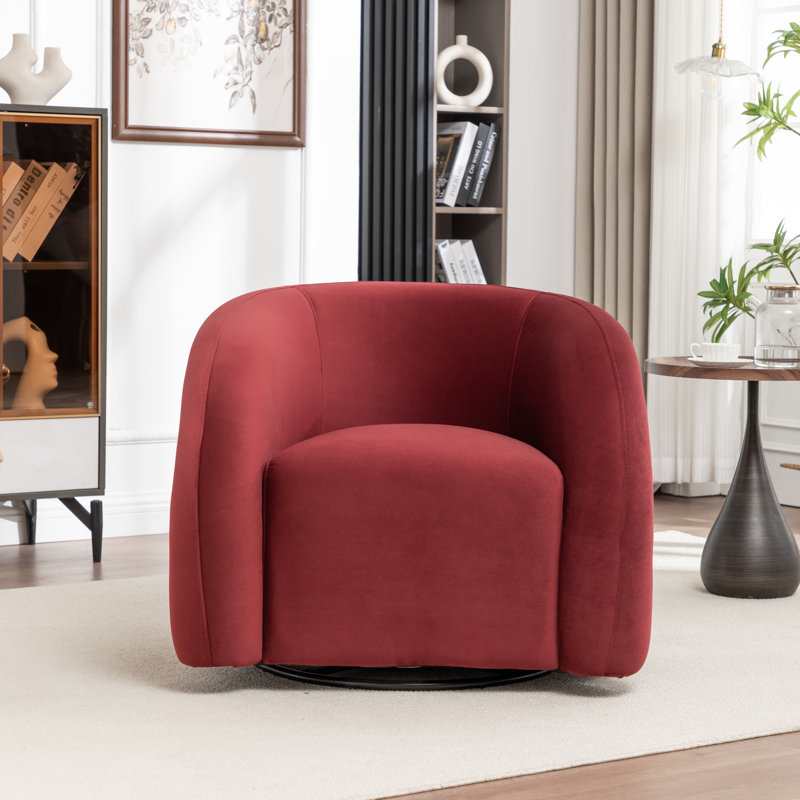 Fauteuil demi-tonneau rembourré et pivotant, Rouge