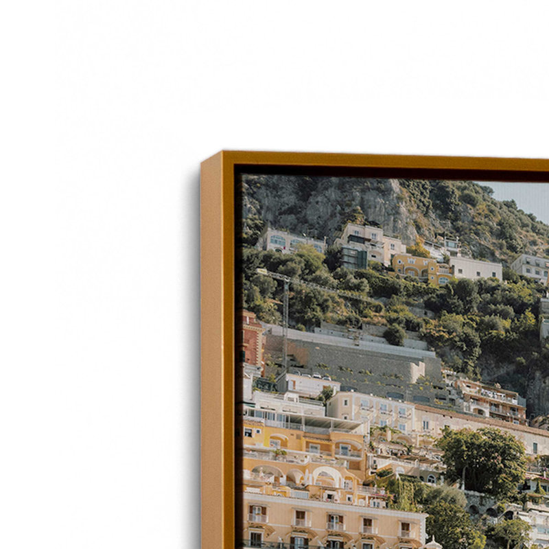 Impression sur toile Nautical Positano, H 32,75 po x l 48,75 po x P 1,75 po, Cadre flottant or poli, 1