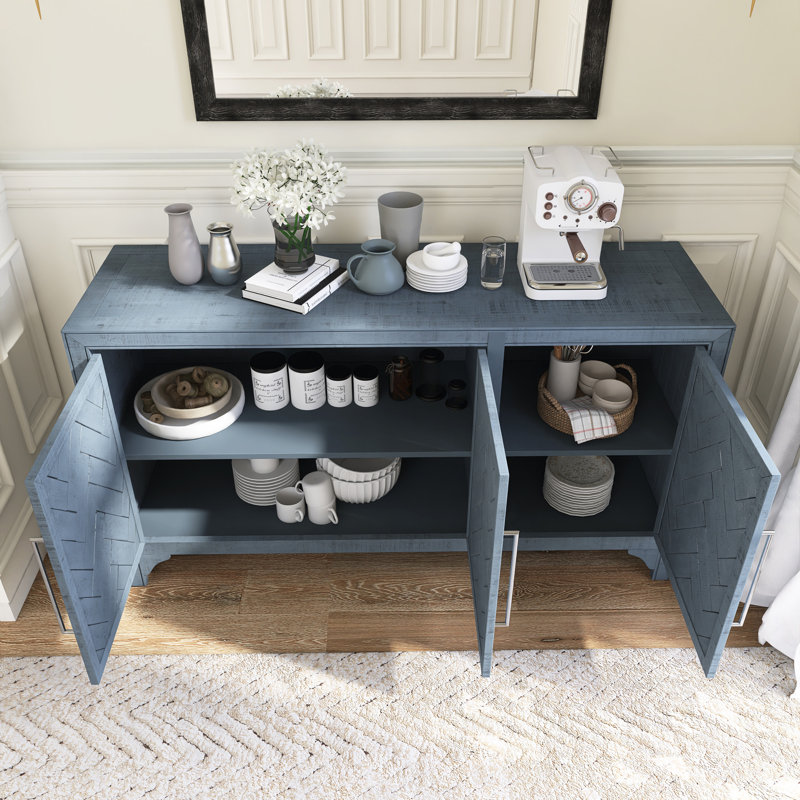 Buffet 60 po en bois American Design avec placage en bois massif, Marine