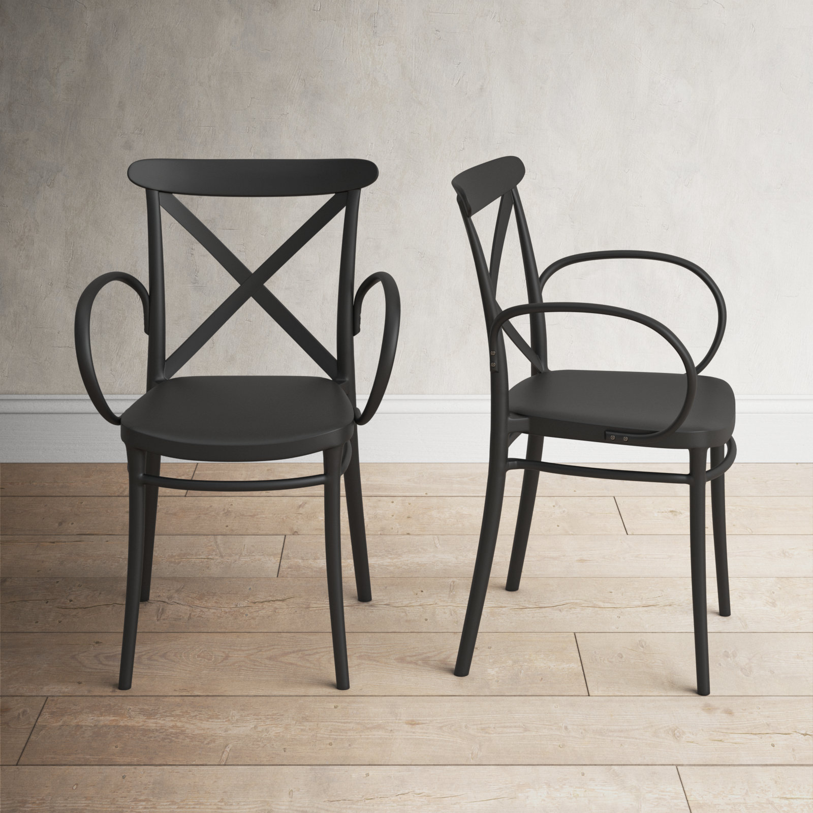 Kenne Stackable Patio Armchair, Black
