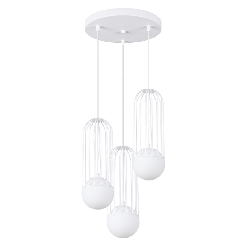 Bonine 3 - Light Stainless Steel Pendant, White