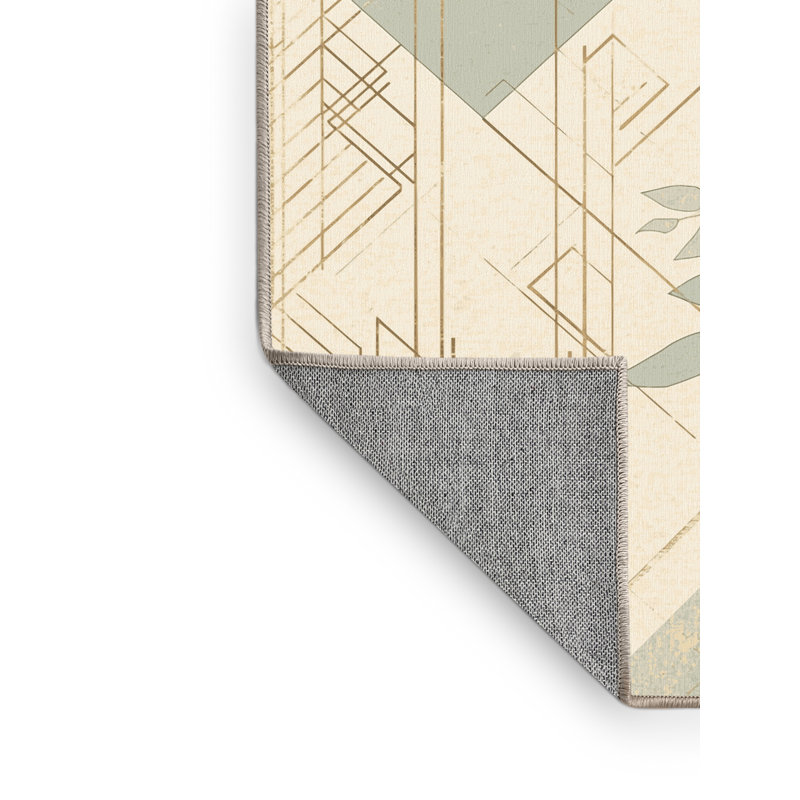 Tapis beige lavable à la machine Paesyn Eucalyptus, 7x9