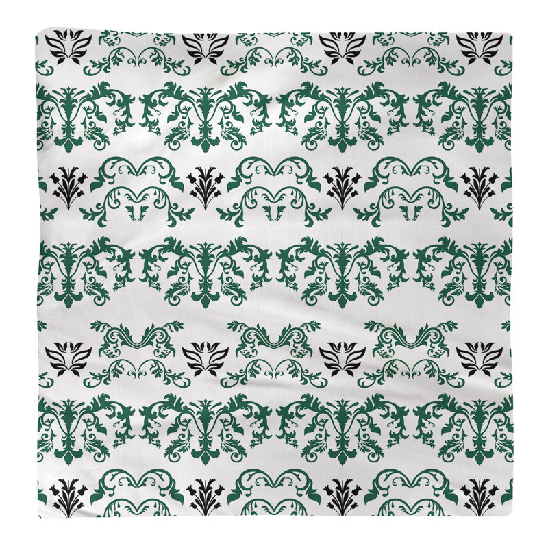Damask Square Napkin, Gotham Green/White/Stealth Black, Polyester