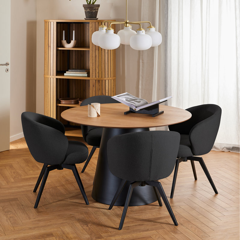 Darlene Dining Chair with Armrest and Swivel Function, Black