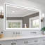 Miroir de salle de bain moderne sans cadre avec fonction de désembuage et lumière réglable-566337165-566337161-560712873