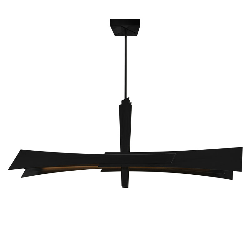 Lustre à DEL intégré de 50 pouces - Luminaire suspendu moderne noir avec température de couleur réglable, Noir