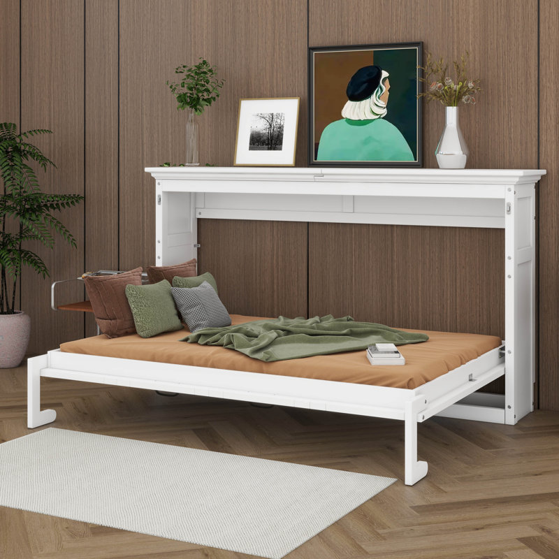 Lit escamotable horizontal, lit escamotable en bois Farmhouse, lit plateforme mural en bois