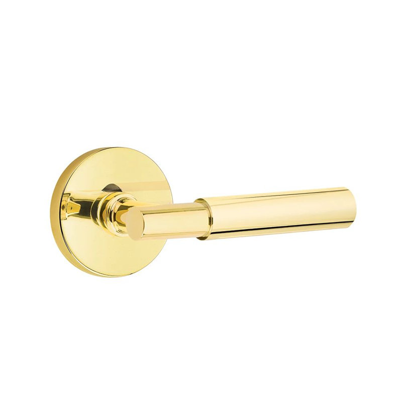 Mortaise intérieure Emtek Select Passage avec rosette à disque et tige en T, levier lisse, Gauche, Nickel poli