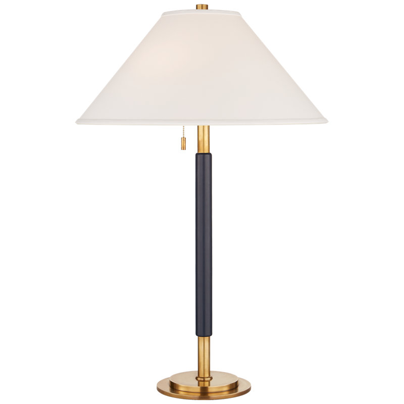Ralph Lauren Garner 2 Light Standard Table Lamp, Natural Brass/Navy