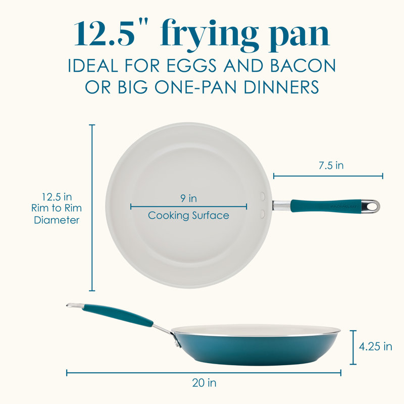 Rachael Ray Cucina Ceramic Nonstick, Frying Pan / Skillet, 12.5", Marine Blue