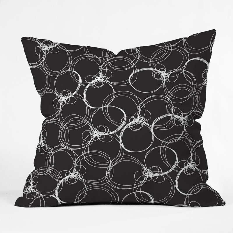 Circles Polyester Throw Pillow, Black/White