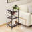 3-Tier Kitchen Microwave Stand With Wheels, 6 Hooks, And Rustic Metal Frame For Compact Spaces, Multi-Purpose Storage Cart