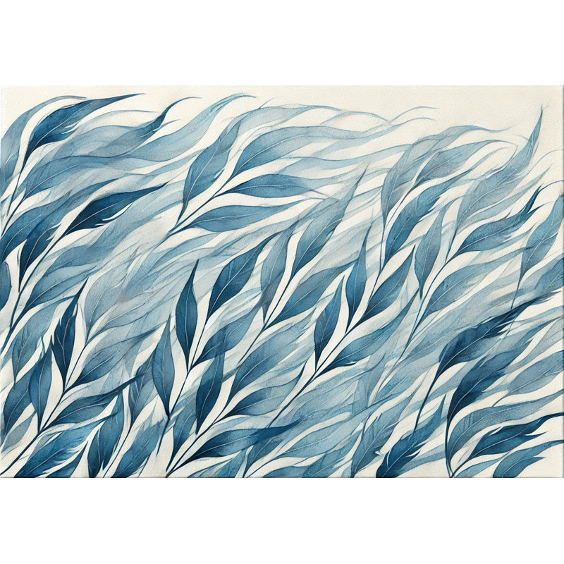 «Blue Leaf Garden», art mural sur toile botanique, H 12 po x l 16 po