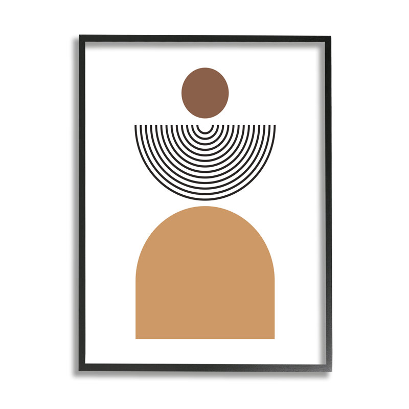 Formes géométriques sur fond blanc sur bois, H 14 po x l 11 po x P 1,5 po, Giclée encadrée noir minuit