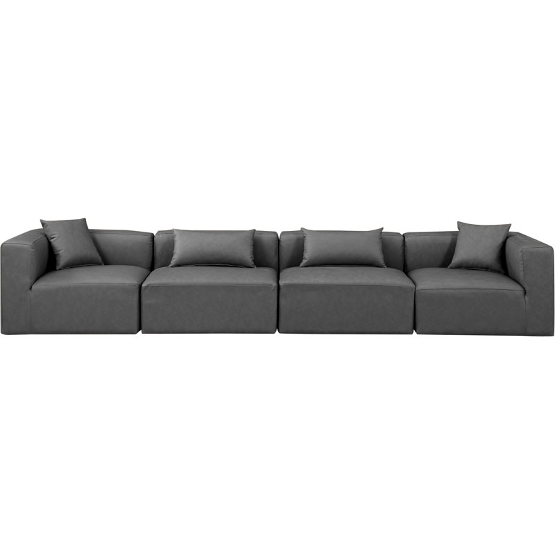 Kirpa Upholstered Sectional Reversible, Charcoal Vegan Leather