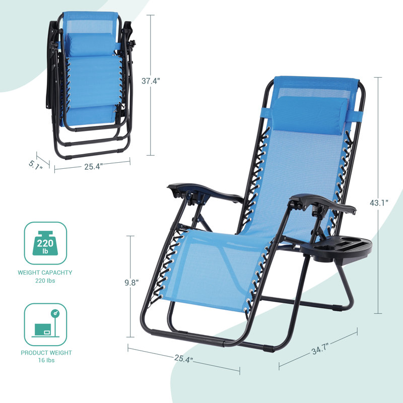 Daileen Folding Recliner Chair, Light Blue