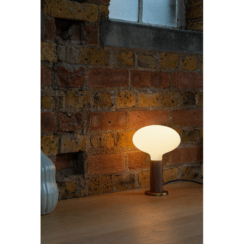 Knuckle Table Lamp In Walnut + Oval, Brown