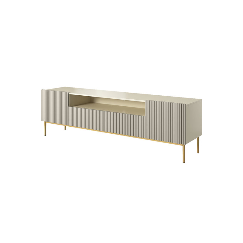Alissone Unfinished TV Stand for TVs up to 55", Cream/Gold