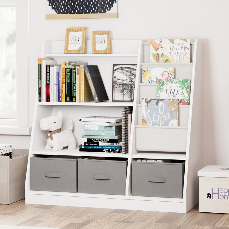 92cm H X 91.49cm W Particle Board / Chipboard Furniture Kids Book Display, White/Grey