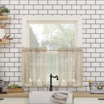 Alejo Floral Lace Sheer Rod Pocket Kitchen Curtain Tier Pair