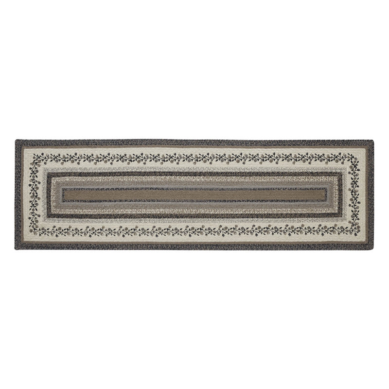 Tapis de couloir tressé à la main à motif floral brun / gris / beige, Tapis de couloir 2 pi x 6 pi 6 po