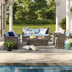 Gray Wicker Frame/Blue Cushion