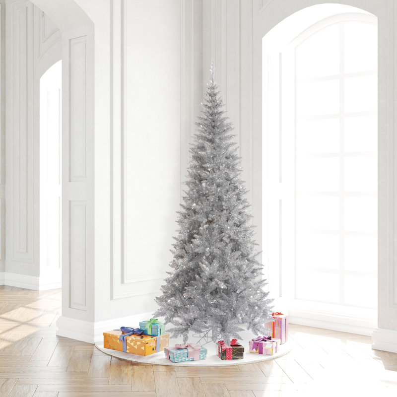Sapin de noël artificiel tinsel argenté 7,5 pi