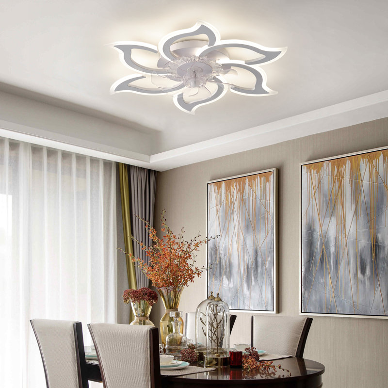 Kazuhito 33.46" 7 - Blade Reversible Dimmable LED Ceiling Fan With Remote Control And APP, White
