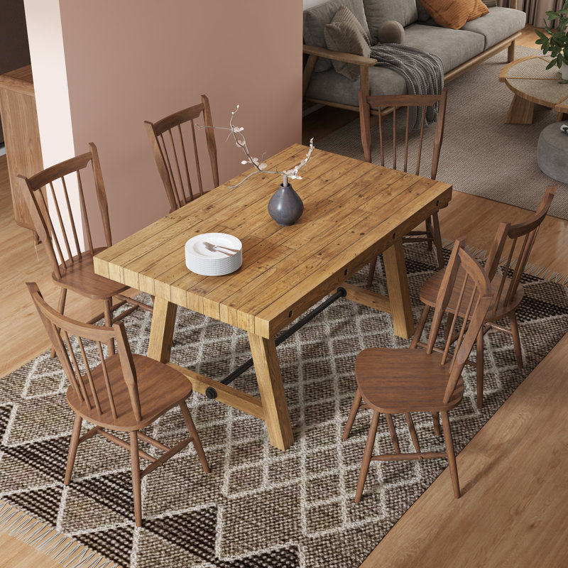 Chaises de salle à manger de style Mid-Century en bois massif de style Windsor avec dossier à lattes pour la cuisine et la salle à manger